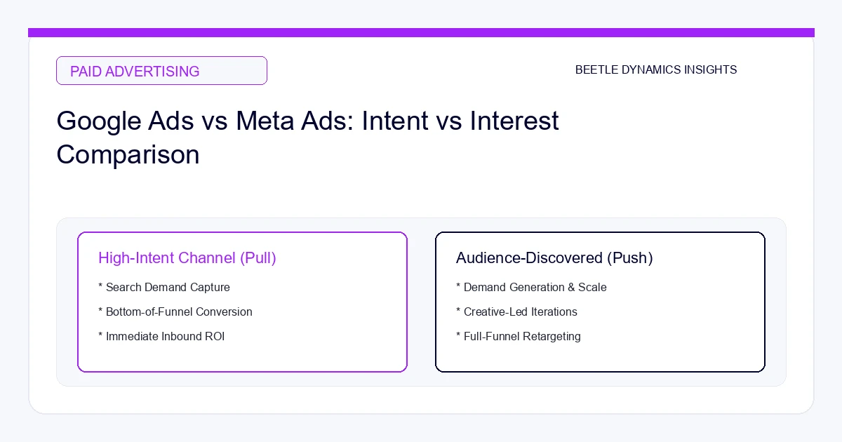 Google Ads vs. Meta Ads: Intent vs. Interest Comparison (2026 Framework)