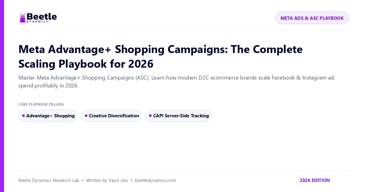 Meta Advantage Plus Shopping Campaigns Playbook 2026