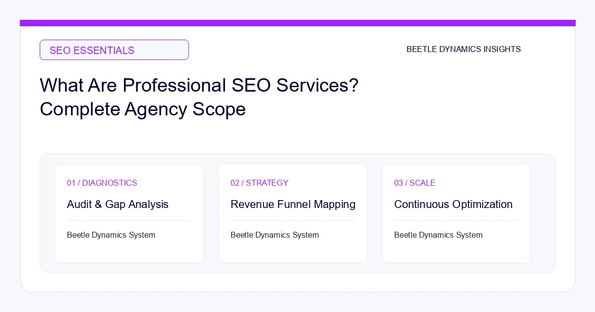 Comprehensive agency scope breakdown for professional SEO services