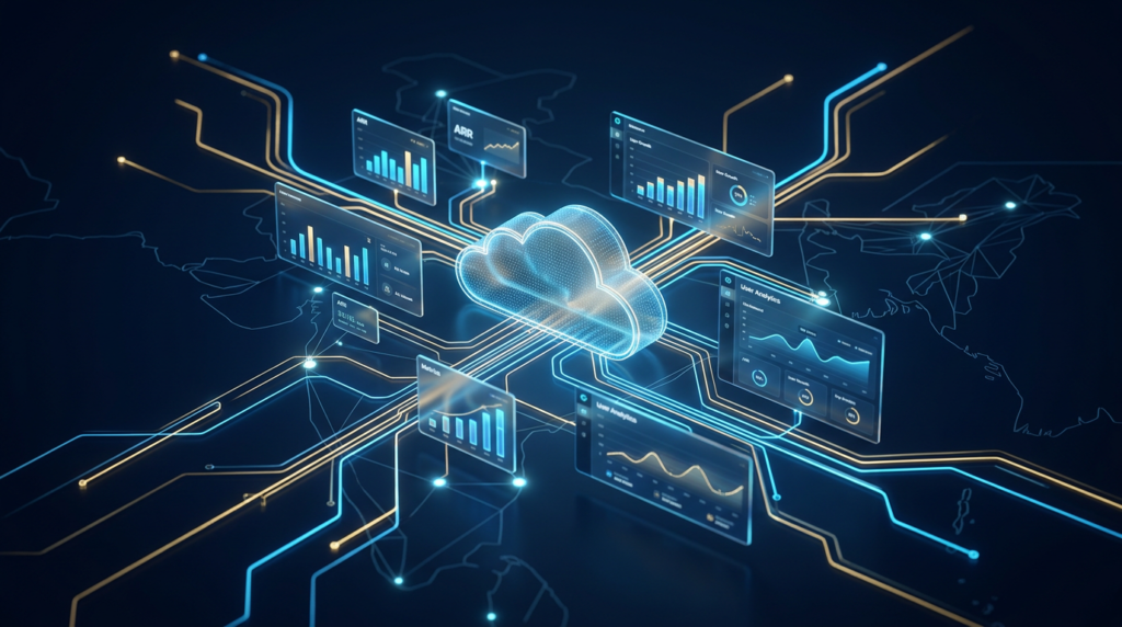 Digital marketing strategy for SaaS B2B companies in India - cloud infrastructure and data pipelines visualization