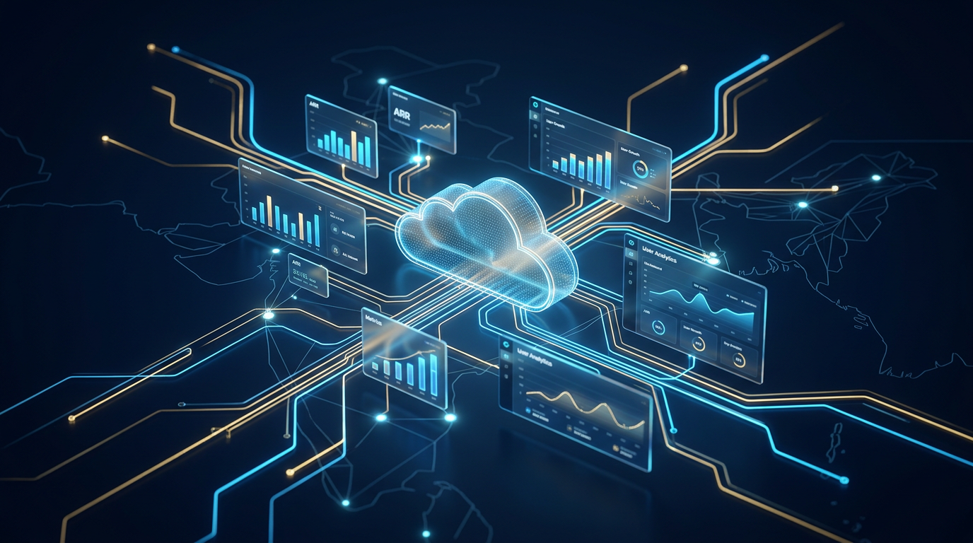 Digital marketing strategy for SaaS B2B companies in India - cloud infrastructure and data pipelines visualization