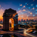 Digital marketing agency services in Delhi NCR - India Gate with digital network connections