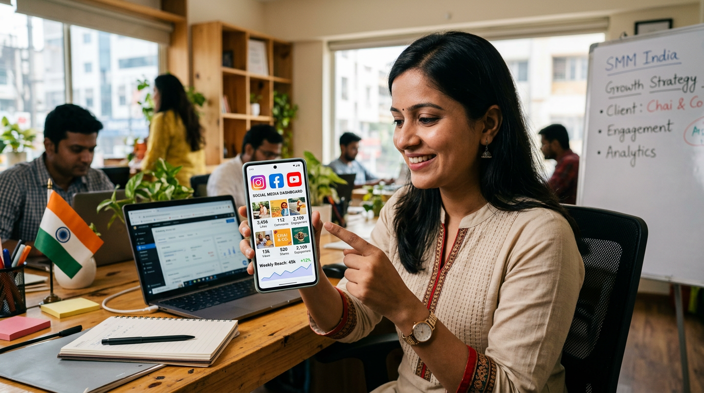 Social media marketing analytics for Indian businesses showing Instagram Facebook and YouTube
